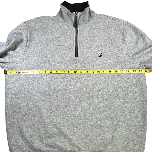 Nautica 1/4 Zip Pullover Men Size Large Gray Soft Mock Neck Athleisure Sweater - Picture 5 of 10